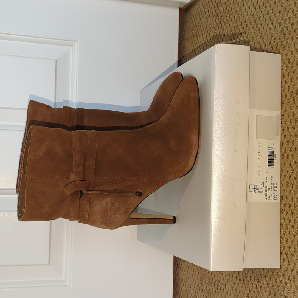 Ann Taylor Angie suede tie bootie